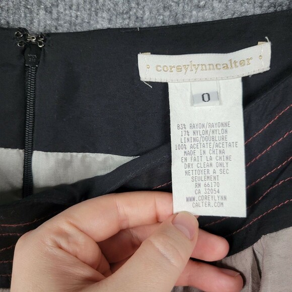 Anthropologie COREY LYNN CALTER Red & Gray Stripe Lined Skirt Pockets SIZE 0 - Picture 12 of 12